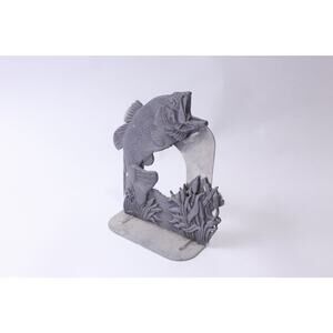 Large Mouth Fish Pewter Book End, 7 inches, Library, Book Shelve